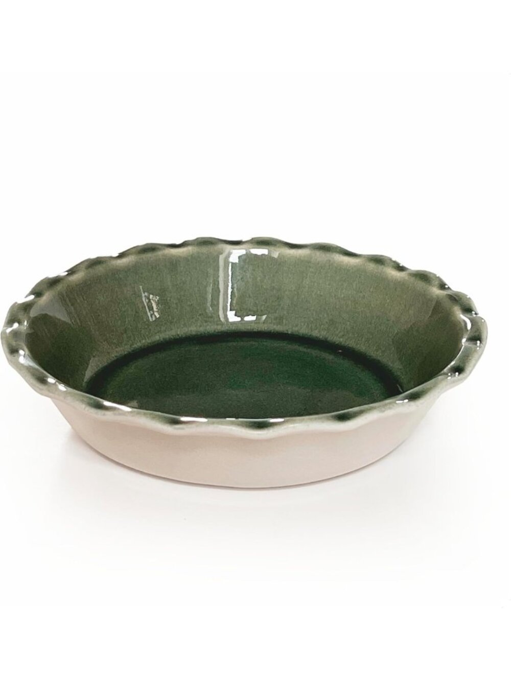 175th Anniversary Pie Dish - Green/Ivory Ceramic Bakeware, Perfect for Baking